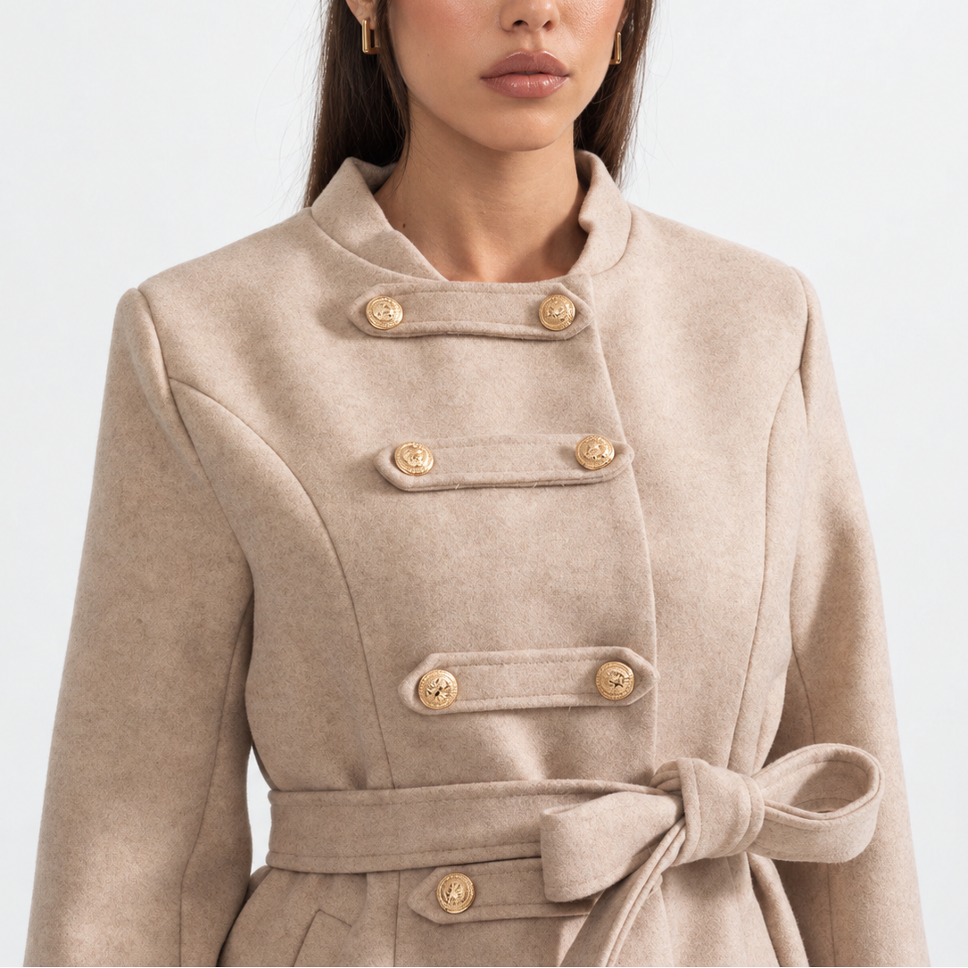 DOUBLE-BREASTED COAT WITH DETACHABLE CAPE