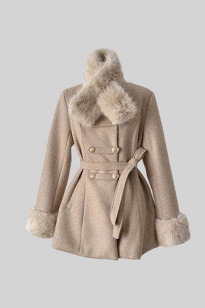 DOUBLE-BREASTED COAT WITH DETACHABLE CAPE