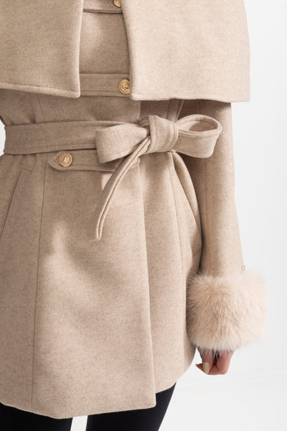 DOUBLE-BREASTED COAT WITH DETACHABLE CAPE