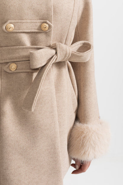 DOUBLE-BREASTED COAT WITH DETACHABLE CAPE